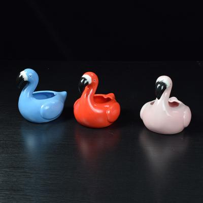 China Custom Ceramic Cute Creative Mini Flamingo Ashtray Ceramic Ashtray Ashtray for sale