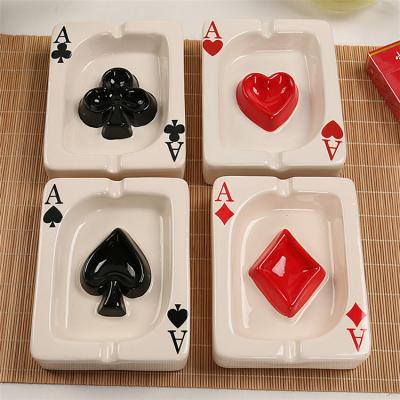 China Wholesale Cheap Creative Ceramic Ashtray Poker Ashtray Price Ceramic Ashtray For Sale for sale