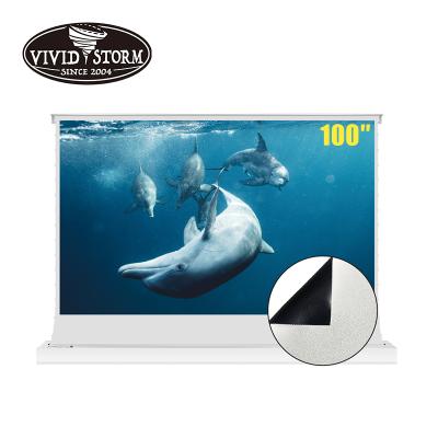 China VIVIDSTORM 100inches S Electric Electric Motorized Projector Screen With White PVC Cinema Screen Material For Led Normal Projector for sale