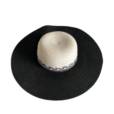 China RTS Fashion Women Summer Beach Paper Sun Protection Bucket Straw Hat 2021 Foldable Straw Hat for sale