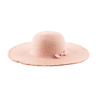 China Wholesale Straw Hat Summer Women Raffia Straw Hat Striped Straw Hat Flat Surface With Band for sale