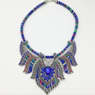 China 2021European Style Hiphop Ethnic Border Necklace With Color Braided Rope Set With Diamond Bohemian Fashion Accessories for sale