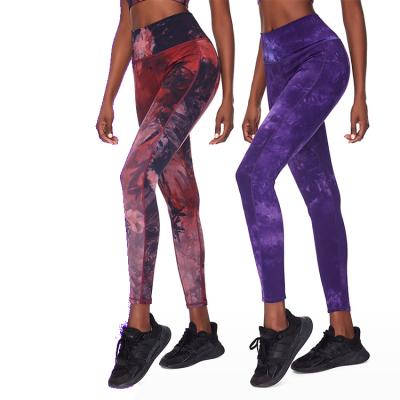 China Selling High-Waist Breathable Hot Ultra Elastic Fitness Yoga Pants Women Tight Tie-Dye Tummy Control Legging for sale