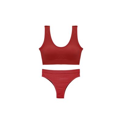 China Non-trace Breathable Custom Girls Seamless Underwear Sets Fashionable Sports Bra and Thong for sale