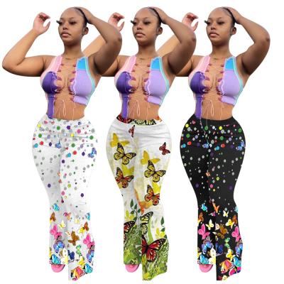 China 2022 Women's Spring Wide Leg Anti-Static Clothing High Waist Printed Casual Pants Plus Size High Waist Pants Rocket Pants for sale