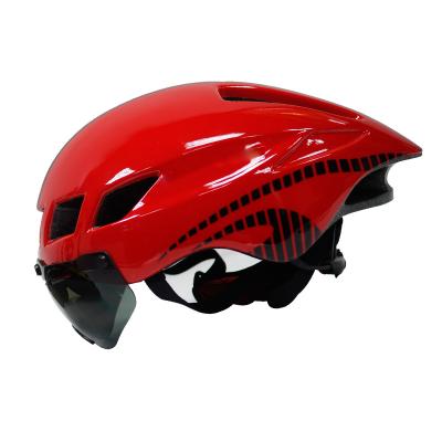 China Safety Protective Wholesale MTB Road Bike Helmet Sports Bike Helmet Safety Cycling Helmet With Goggles Sun Visor for sale