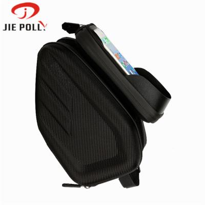 China Hard shell rainproof material with waterproof zipper. Factory wholesale equipment recycling accessories folding small storage bicycle handlebar bag for sale