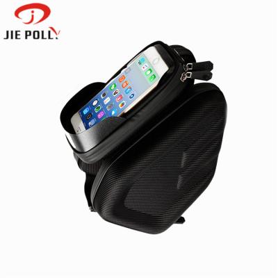 China Hard shell rainproof material with waterproof zipper. Bike Carry Bag Double Pocket For Mobile Phone Bike Accessories Bike Travel Bag Bicycle Bag for sale