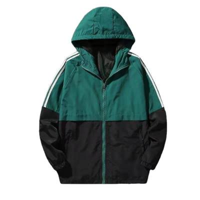 China Other Wholesale Custom Logo Autumn Men Striped Outdoor Sport Windbreaker Jaket With Hooded for sale