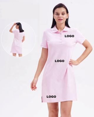 China Anti-wrinkle Custom Women's Casual Polo Dress Embroidered Stretch Cotton Short Sleeve Polo T Shirt&Logo Golf Shirt for sale