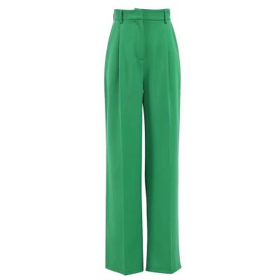 China Anti-wrinkle 2023 New Office Lady Style Women Long Pants Custom Fashion High Waist Wide Leg Trousers for sale