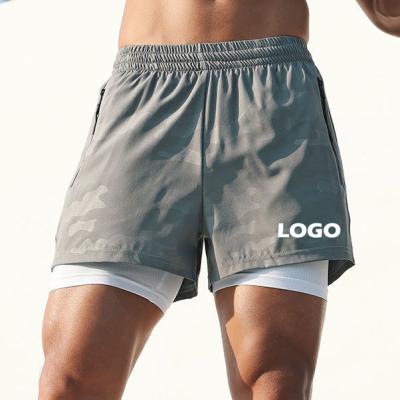 China Anti-wrinkle Hot Seller Men Sportswear Training Running Short Pants Custom 2 in 1 Quick Dry Mens Gym Fitness Shorts for sale