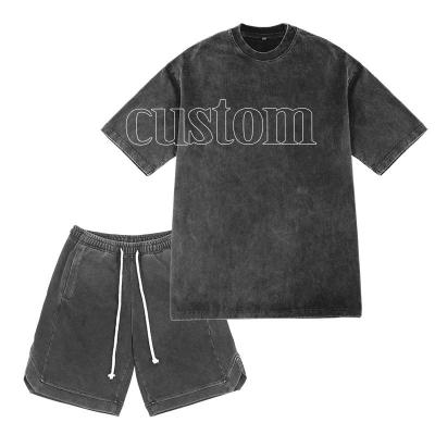 China Anti-wrinkle custom logo design two piece mens summer sport shorts and fashion t shirt set for men clothing for sale