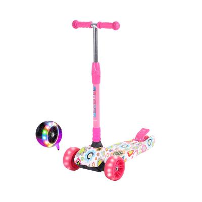 China 2022 New Design PU Three Wheels Children Portable Foldable Kids Kick Scooter With Led Light for sale