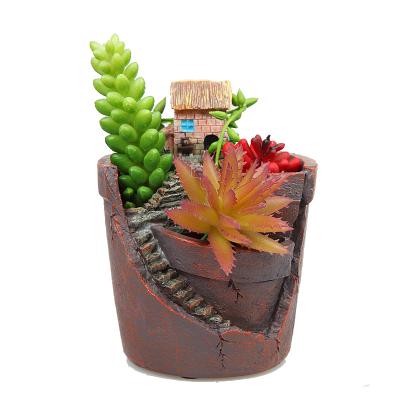 China Europe WOLDOL Creative Round Flower Pot Small Pot Decorations Mini Cartoon Resin Flower Pot Lazy Succulent Ornaments for sale