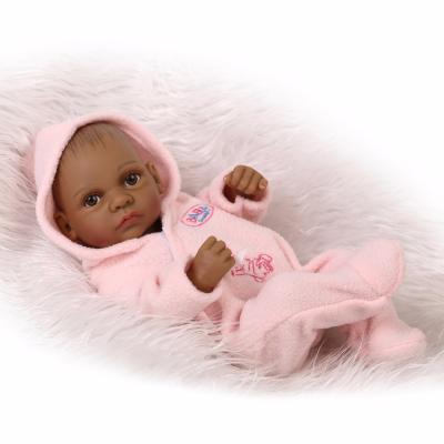 China DIY TOY 10 Inch Mini Baby Reborn African Baby Doll Black Full Body Silicone Reborn Baby Dolls For Girls for sale