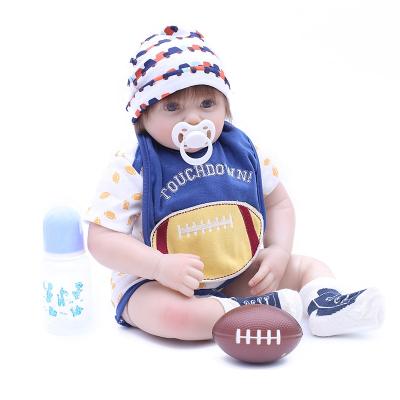 China DIY TOY Realistic Reborn Baby Dolls Silicone Vinyl Sleeping Baby Boy Toy Doll Floppy Hair Child Friendly for sale