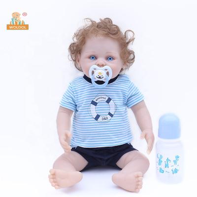 China DIY TOY Realistic Reborn Baby Dolls Silicone Vinyl Sleeping Toy Doll Floppy Hair Child Friendly for sale