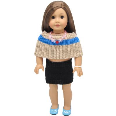 China Doll Clothes Doll Clothes Large Handwoven Shawl + Skirt Suit Woolen Fit 18 Inch Doll Accessories for sale