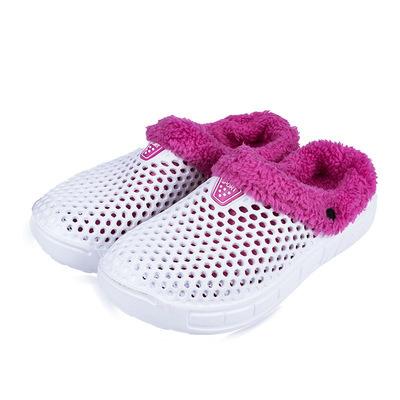 China New Fashion Trend Design Winter Plush Striping Warm Garden Clogs For Women for sale