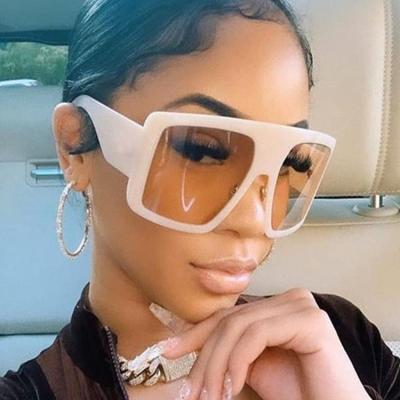 China Fashion Sunglasses Fit Eyewear 2021 Fashion Trendy Milky Color Big Frame Sun Glasses Women Square Shades Sun Glasses Oversized Sunglasses for sale