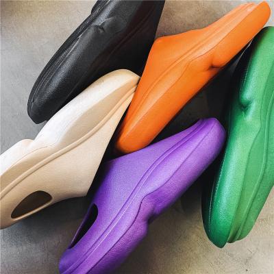 China New Summer Trend Fashion Unisex Sandals Men's Flat Slide Shoes Women Slip On Eva Yezzy Indoor Fish Mouth Beach Ladies Slippers for sale