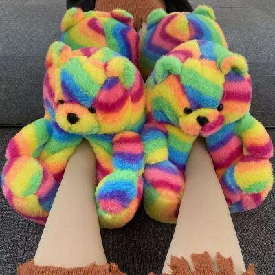 China 2021 Fashion Trend Factory Direct Sales Women's Fur Slippers Wholesale Bedroom Teddy Bear Slippers Plush Slippers For Women Girls Kids for sale