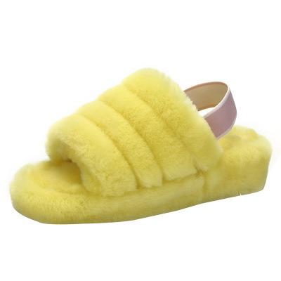 China New Styles Trend 2021 Fashion Lovely Women Sheepskin Sheepskin Pretty Super Warm Cheap Slipper Indoor Slipper for sale