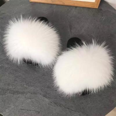 China CUSHIONING Fox Fur Slippers 100% Real Fur Slippers Fluffy Real Fur Slippers for sale