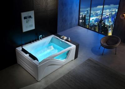 China Ladodo Luxury Double Rectangle Bathtub With One Piece LED Bottom Light for sale