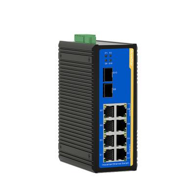 China Gigabit Unmanaged Network Switch 8 Converter Dc9-60v Access Switch 2 Dual Power Din Rail Optical Electric Photoelectric Industrial Ethernet Unmanaged for sale