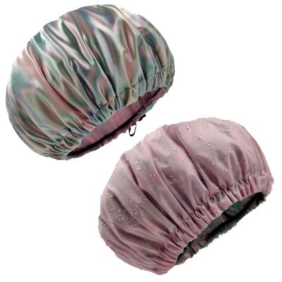 China Adjustable Size Women's Satin Viable Shower Cap For Curly Hair for sale