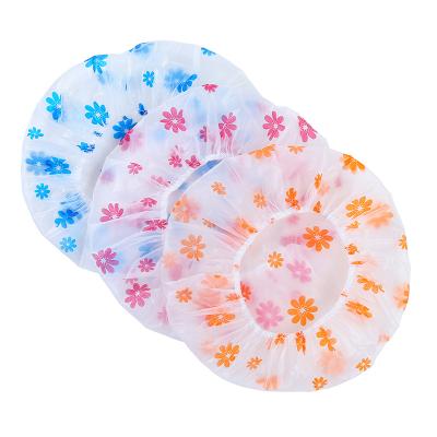 China EVA Plastic Shower Cap Elastic Reusable Waterproof Reusable Hair Cap Beauty Salon Spa Bathing Shower Caps for sale