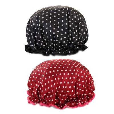 China Sustainable Shower Caps Bath Caps For Women Waterproof Double Layers Printing Bathing Shower Caps for sale