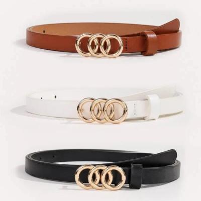 China ALLOY Fashional Buckle PU Leahter Unisex Belt With 3pcs Round Buckle Belt for sale