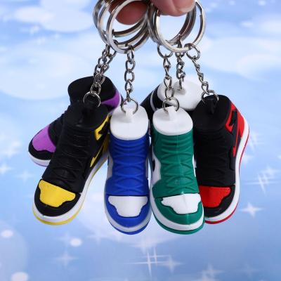 China Eco-friendly/Sustainable Factory Custom Shoes Keychain Aj Sneaker Logo Fashion Pvc Material Key Ringmini Version 3d Stereo Shoe Mold Keychains Pendant for sale