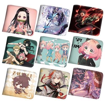 China Custom Manga Character Printing Pu Cash Wallet Anime Personality Bag Credit Spandex Bag Cartoon Hot Custom Short Wallet Anti-theft Purse for sale