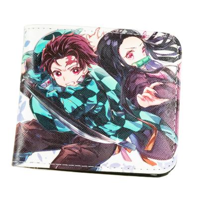 China Anime Protagonist Image Leather Wallet Kids Pocket Money Storage PU Demon Slaye Printing Anti-theft Customized Wallet For Son for sale