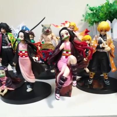 China New 15 Styles Design Tanjirou Kamado Nezuko Cartoon Model Toy Demon Slayer Pvc Anime Eco-friendly Material Kimetsu Figure No Yaiba for sale