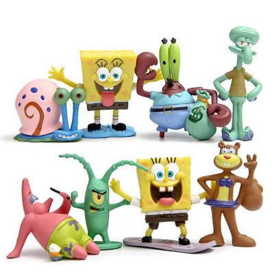 China 8pcs Eco-Friendly Material Set Dolls Toys Cartoon Figure Patrick Star Figurine Squidward Tentacles Sponge Action Number Model Handsome for sale