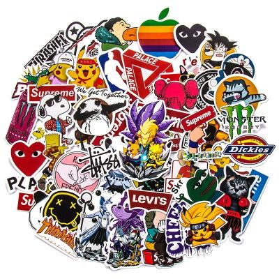 China Eco-friendly Material And Tide Brand Hip-hop Personality Graffiti Pikachu Sticker Waterproof Wholesale Office Waterproof No Glue Sticker Fairy Vinlyl Sticker Paper for sale