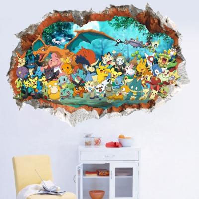 China New Waterproof Anime Cute Eco-friendly Material And Elf Wall Stickers Pokemon Pokemon Go Stereo 3d Cartoon Wall Stickers Decals For Kids Bedroom for sale