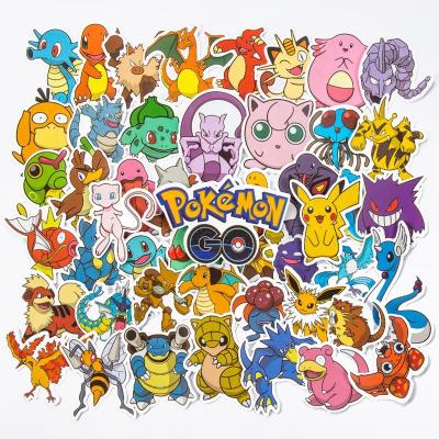 China Eco-friendly Material and Waterproof Fifty Pieces Non-Repeating Pokemon Stickers Waterproof Stickers Children's Cartoon Anime Elf Stickers for sale