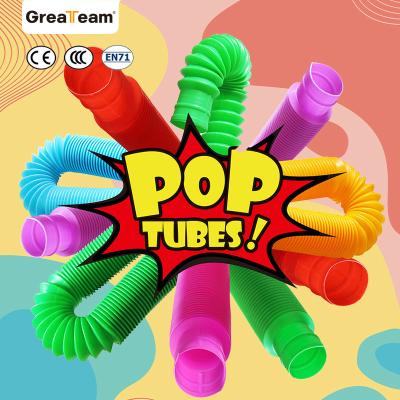 China Wholesale Children's Plastic Noise Tube Promotion Sensory Stretch Tube Materials Eco-friendly Color Corrugated Telescopic Diy Tube Duct Decompression Toy for sale