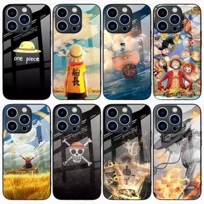 China New Iphone14 Promax Tempered Glass Phone Case Anime One Piece Custom Factory Wholesale Applicable Shockproof Protective Case for sale