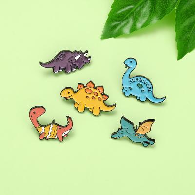 China Cartoon Soft Enamel Pin Small Triceratops Pterosaur Brooch Dinosaur Collar Cute Wholesale Fashionable/Wild/Eco-Friendly/Durable Pin Enamel Paint Dinosaur Badge for sale