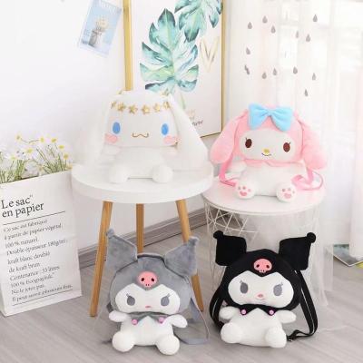 China Modern Sanrio PP Cotton Cartoon Soft Toys My Melody Kuromi Adjustable Anime Plush Bag Backpack For Girl for sale