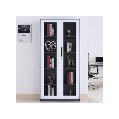 China New Arrival Durable Hot-selling Steel Glass Swing Closet 2 With 4 Shelves Movable Office Furniture for sale