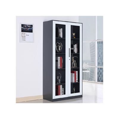 China New Durable Modern Style 2 Swing Glass With 4 Shelves Office Mobile File Cabinet Locker for sale