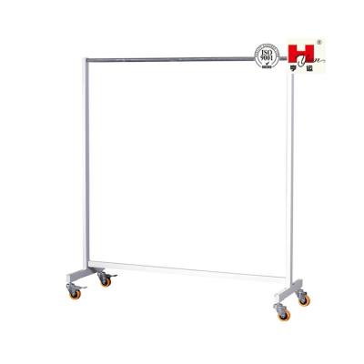 China New Product Easy Movable Industrial Cloth Double Pole Steel Adjustable Clothes Hanger With 4 Wheels for sale